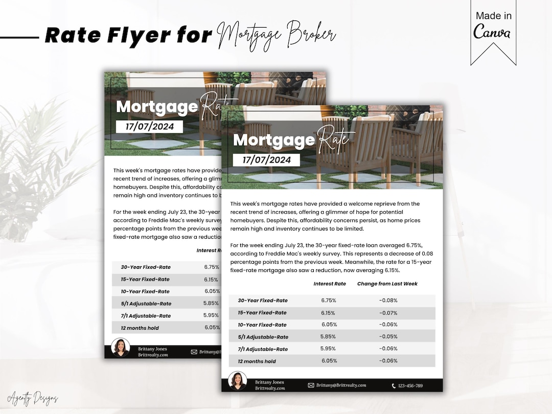 Mortgage Broker Rate Flyer, Mortgage Rate Sheet for Loan Officer, Loan ...