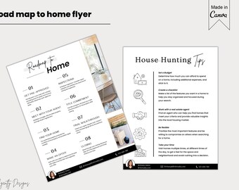 Home Buying Process Flyer, Home Buyer Guide, Home buying tips, Roadmap to home flyer, New Buyer Checklist, Home buying timeline Template