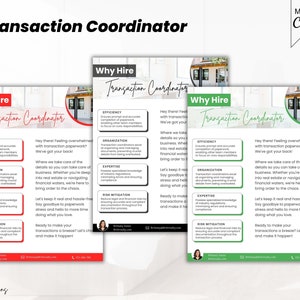 Folleto del coordinador de transacciones, carta de coordinación de transacciones, asistencia inmobiliaria, carta de gestión de transacciones, transacciones inmobiliarias