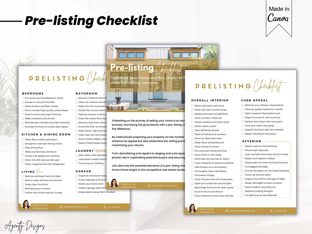 Pre-listing Checklist, Pre-sale Property Preparation , Checklist for ...