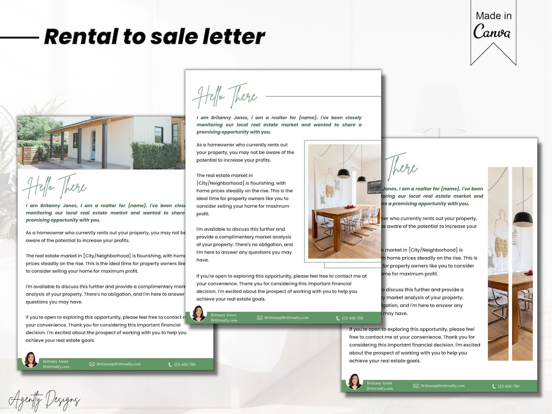 Prospecting Letters For Rentals Rental to Sale Prospecting Letter, Rental Conversion Letter, Lease to ...