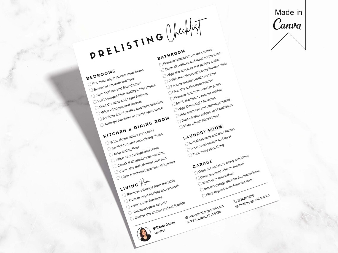 Pre-listing Checklist, Home Selling Guide, Checklist for Sellers, Real ...