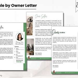 Carta de FSBO de bienes raíces, carta de venta por propietario, folleto de marketing de bienes raíces de lujo, agricultura de bienes raíces, plantilla de paquete verde natural