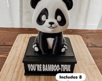 Panda Desk Pet with Funny Signs | Interchangeable Desk Decor | Coworker Gift | Cute Office Decor | Desk Animal with Sign Set