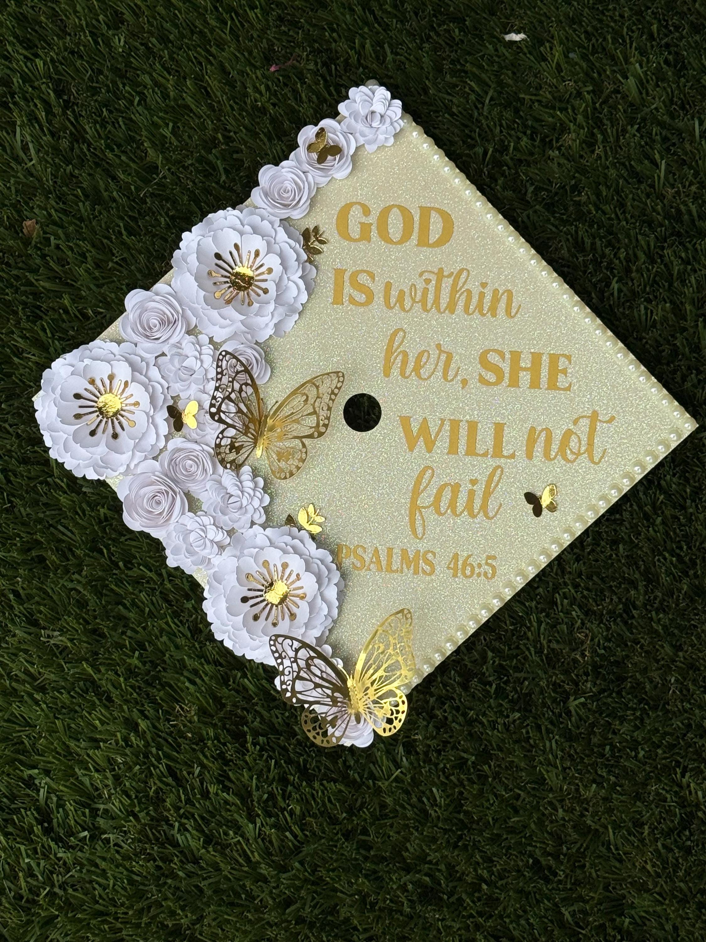 God is within Her Psalms Girly Grad Cap Topper 2026