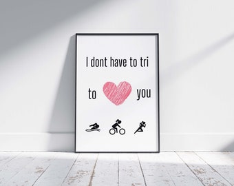 Female Triathlon Love Poster, Women's Inspiring Wall Art, Female Triathlete Printable Quote, Downloadable Wall Art for Woman, Love Gift