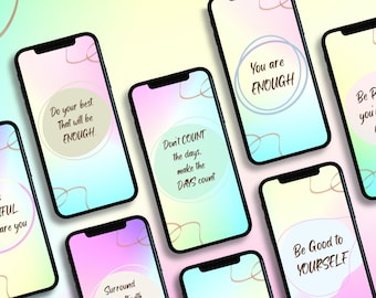 Set of 12 Bright Motivating Phone Wallpaper Bundle, Phone Lock Screen, iOS Wallpapers, Digital Download, Android Home Screen, Inspirational