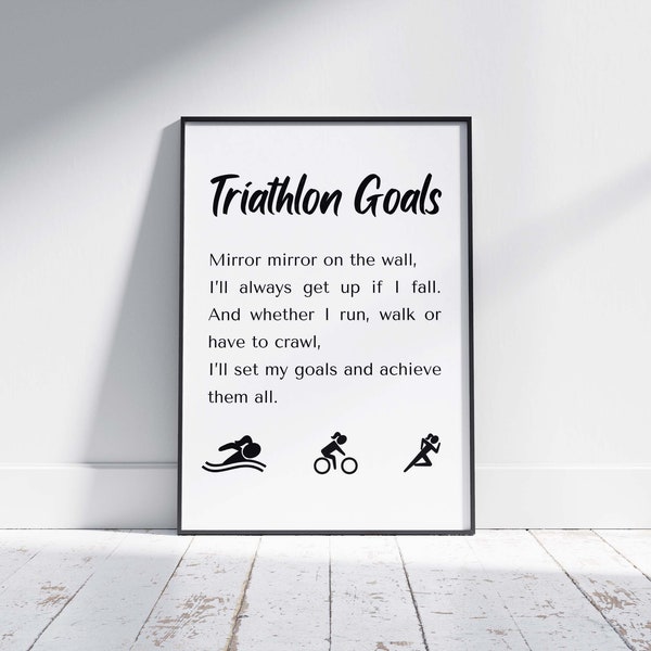 Female Triathlon Goals Poster, Women's Inspiring Wall Art, Female Print Quote, Downloadable Wall Art for Woman, Triathlete Slogan to Print