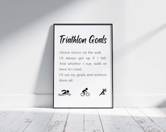 Male Triathlon Goals Poster, Men's Inspiring Wall Art, Male Print Quote, Downloadable Wall Art for Man, Triathlete Slogan to Print