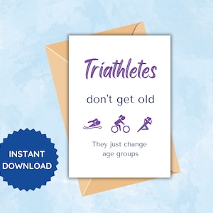Tarjeta de cumpleaños de triatleta femenina; Cita divertida; Tarjeta Regalo de Triatlón;