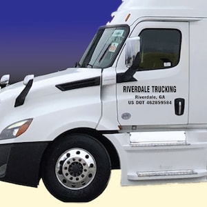 3 Line Business Name, Location, custom Trucking Numbers - truck decals