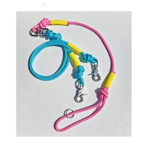 Dual Rope Dog Leash Custom Handmade . For Tangle Free Walks . Stainless Steel Hardware for Weather Proof