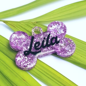 Coloured Foil Resin Dog Cat ID Tag Personalised With Matching Accessories For Owners