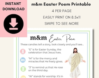Poema de Pascua de M&M imprimible: Regalo cristiano religioso (PDF)
