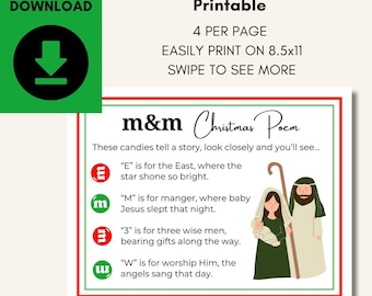 M&M Christmas Poem Printable: Religious Candy Story (PDF)