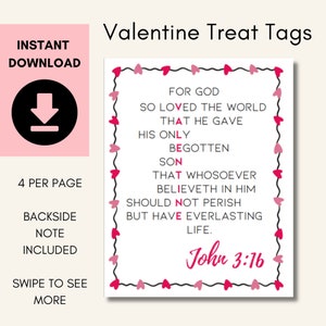 Juan 3:16, etiquetas de regalo del Día de San Valentín, golosinas primarias SUD, imprimibles SUD, San Valentín, versículo bíblico, etiqueta de regalo ministrante