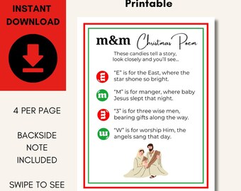 M&M Christmas Poem Printable: Religious Candy Story (PDF)
