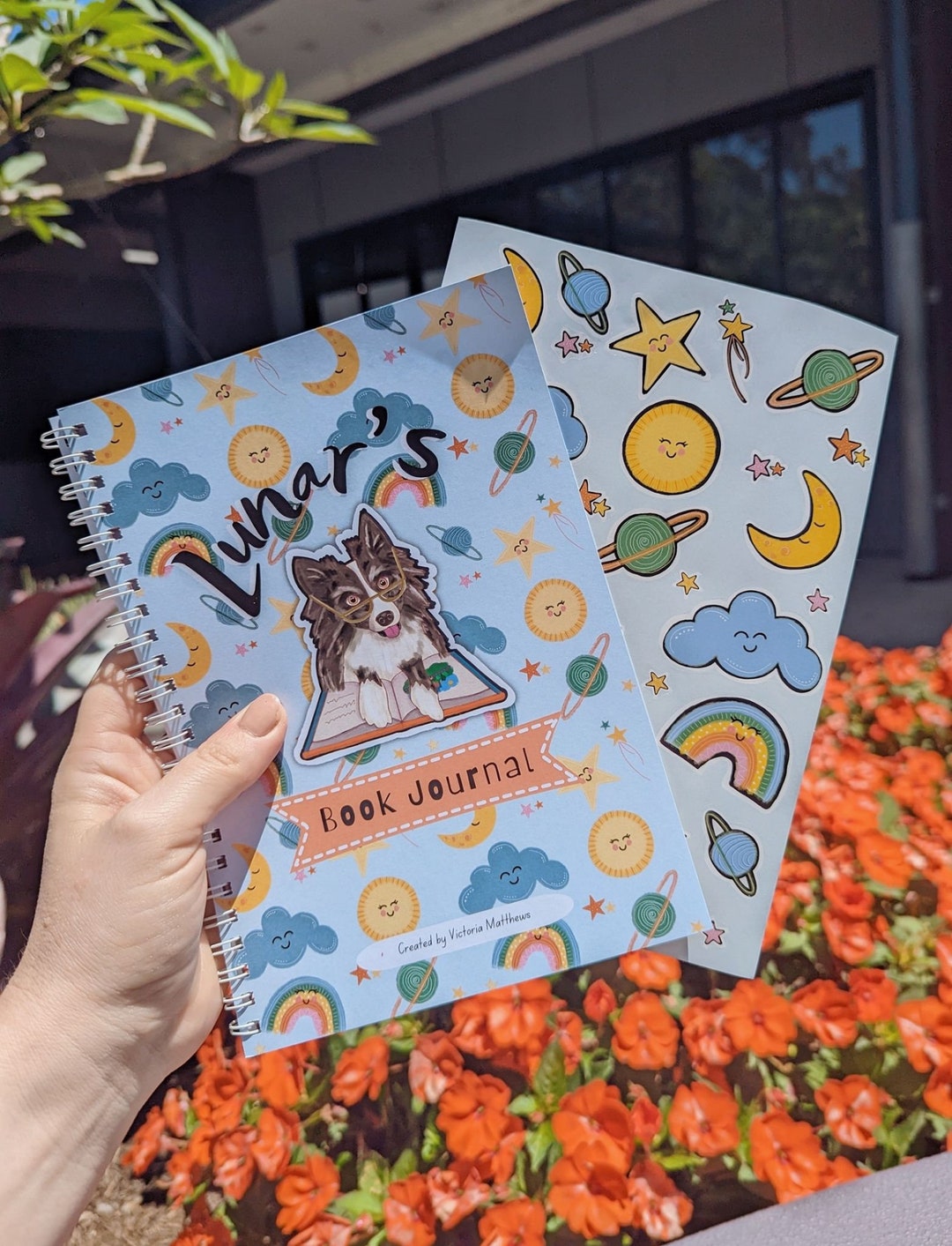 Children's Book Journal and Sticker Set - 'lunar's Book Journal' - Etsy