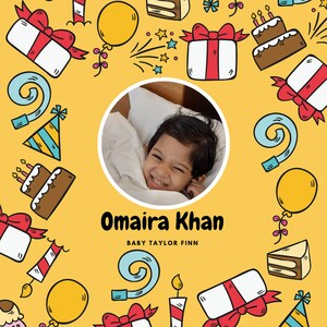Feliz cumpleaños con plantilla de foto /Feliz cumpleaños Canva/ Invitación de cumpleaños editable / Deseo de cumpleaños digital / Invitación de cumpleaños electrónica