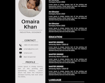 Resume Template with photo|Modern Resume Canva Editable|Professional Resume Template |Elegant Simple CV|Minimalist Resume|Clean Resume
