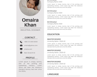 Resume Template|Professional Resume for Canva|Minimalist CV Template|Editable Resume Template,Instant Download|Resume Template With Picture