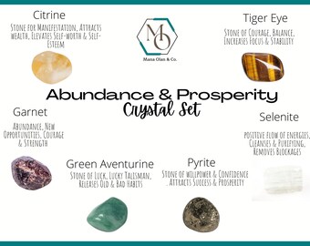 Abundance, Prosperity, Luck Crystal Set | LARGE Tumbled Stones for Wealth & Success | Abundance Gemstones | Housewarming Gift | Feng Shui |