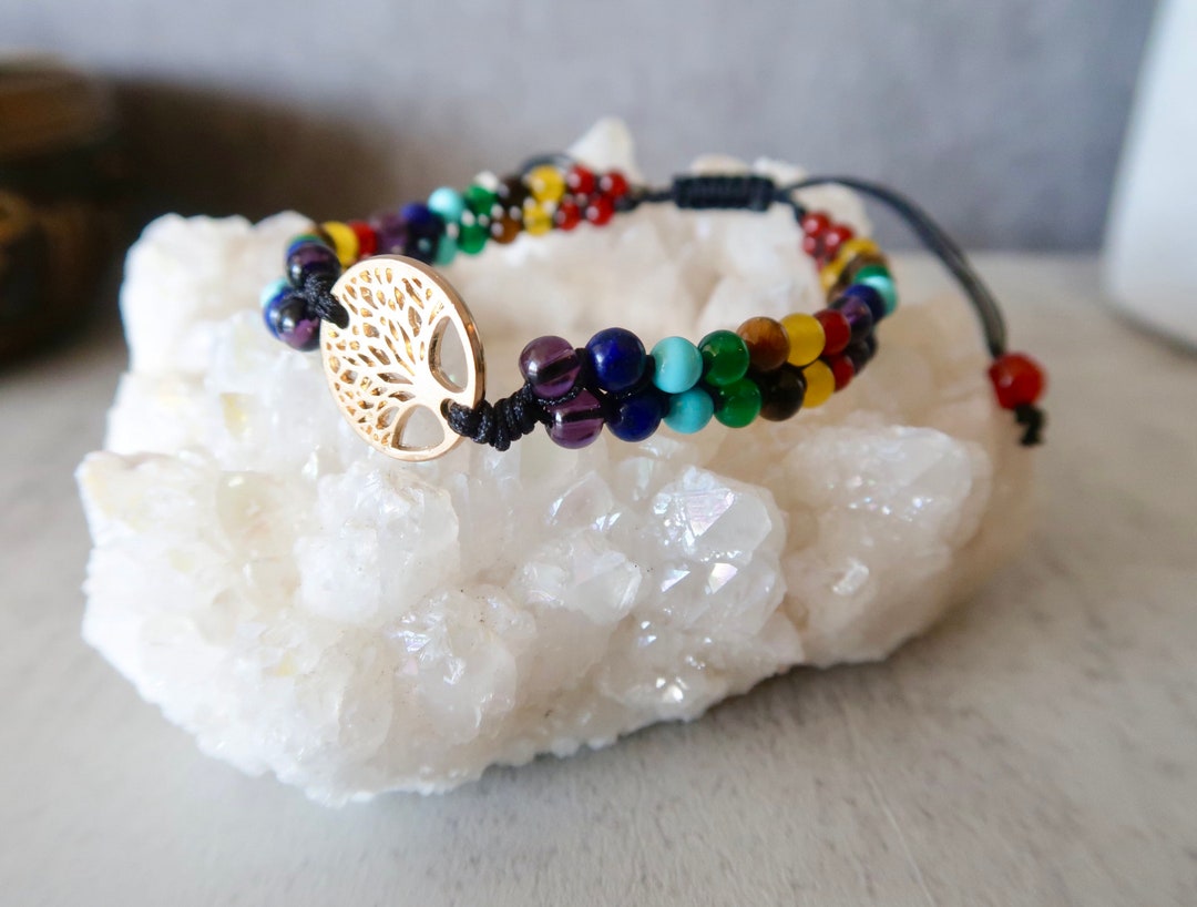 Tree of Life Chakra Bracelet | Seven Chakra Stones Beaded Charm | Seven ...