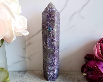 EXQUISITE Large 1.5 lb. Sparkly Purple Unicorn Crystal Tower | Unicorn Point | Purple Crystal Tower for Magic, Intuition, Protection & Décor