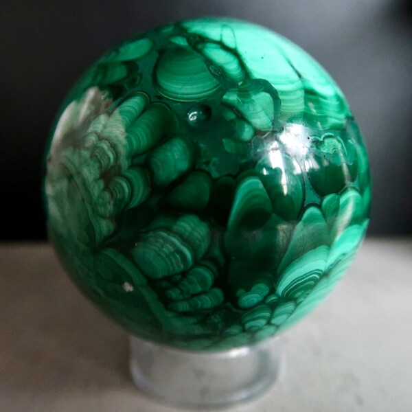 UNIQUE 59mm Malachite Sphere | Polished Malachite Crystal Ball | Malachite Stone | Cleansing, Transformation & Abundance | Green Crystal |