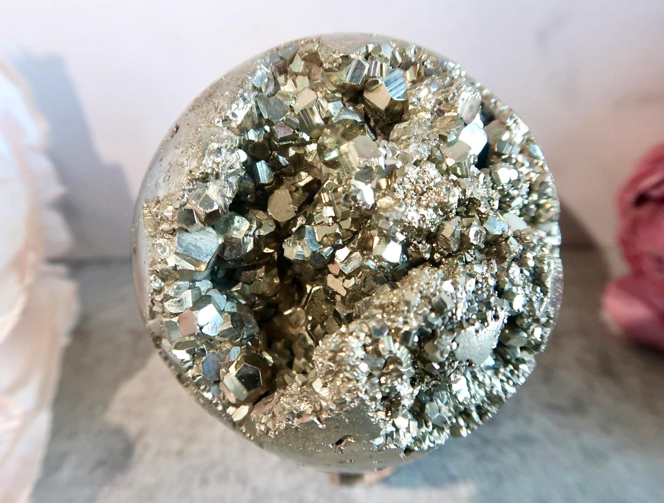 PREMIUM X-large 73mm Pyrite Cubic Cluster Sphere | Peruvian Pyrite