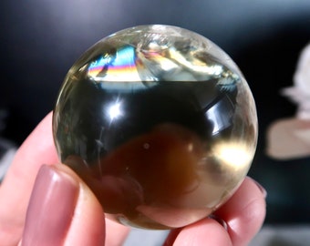 GEMMY Rainbow Citrine Sphere | 44mm Citrine Crystal Ball | Grade A+ Polished Citrine Sphere | Sunshine, Abundance Crystal | Crystal Gifts |