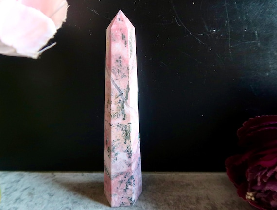 UNIQUE Dendritic Peruvian Rhodochrosite Tower | Pink Crystal Point | Heart Chakra Healing Love Stone | Natural Rhodochrosite Crystal Gift |