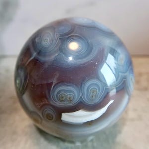 RARE & UNIQUE Large 62mm Mozambique Swazi Agate Sphere | Crystal Orb | Swazi Agate Ball | Healing Stone for Grounding, Balance, Protection