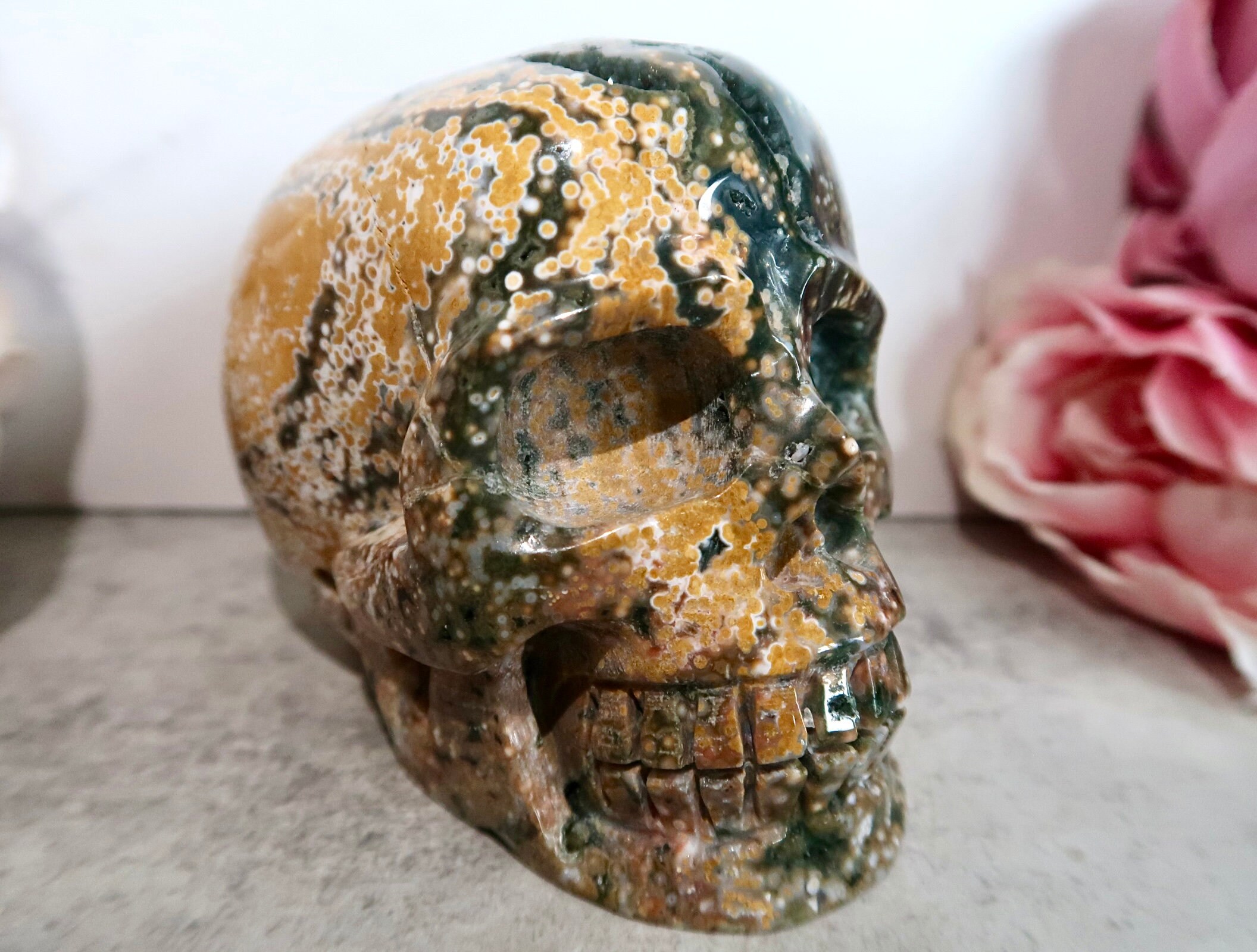 Ocean Jasper Skull - Etsy