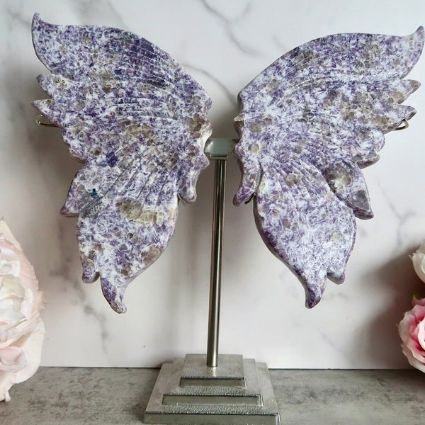 LARGE Sparkly Unicorn Butterfly Wings On Silver Stand| Natural Unicorn Stone Butterfly Wings | Angel, Fairy Wings| Healing Crystal Gift |