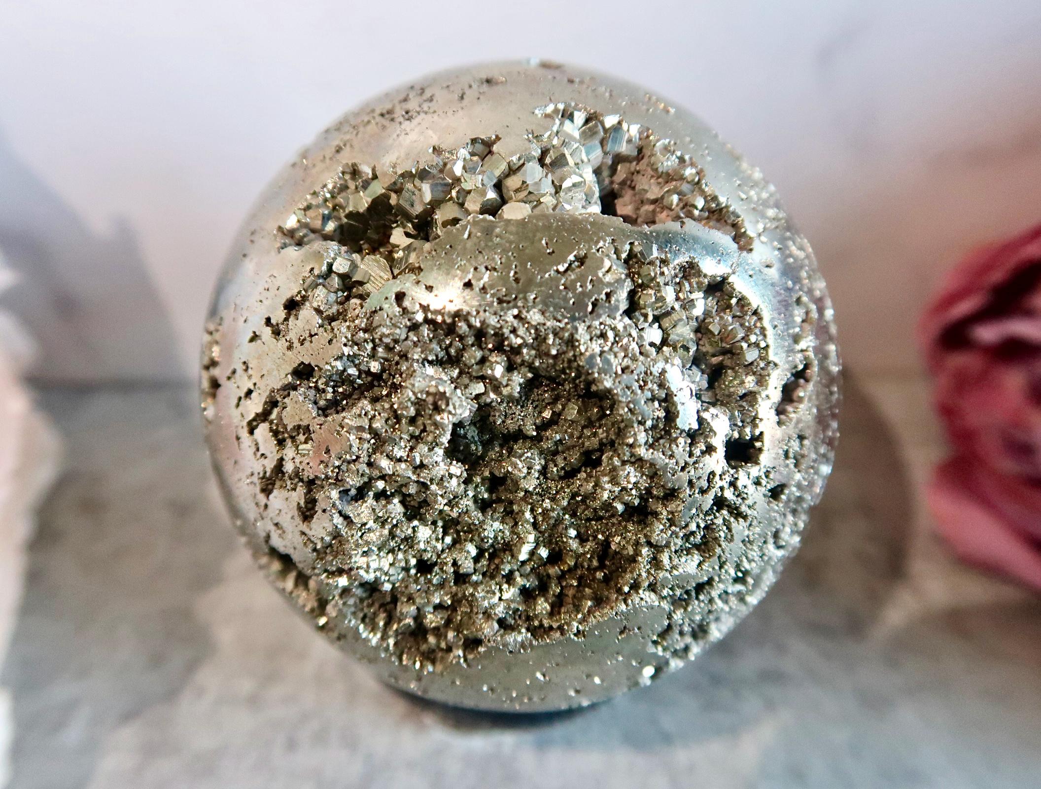 PREMIUM X-large 73mm Pyrite Cubic Cluster Sphere | Peruvian Pyrite