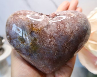 JUMBO 4.3"-1.4Lbs. Puffy Pink Amethyst Heart | Pink Amethyst from Brazil | Druzy Geode Pink Amethyst Heart Crystal | Pink Amethyst Cluster |