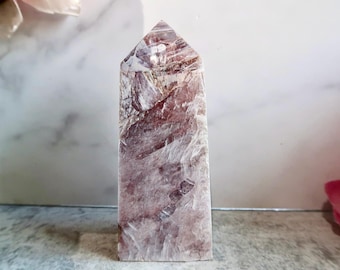 FLASHY Large Gem Lepidolite Tower | High-Grade Purple Crystal Point | Calming Stone for Anxiety Relief, Healing Energy & Home Décor Display