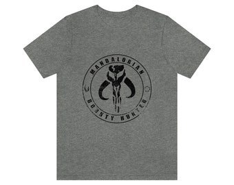 Mandalorian Bounty Hunter Shirt | Mandalorian Distressed Logo Shirt | Mandalorian Unisex Jersey Short Sleeve Tee