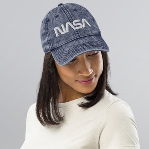 NASA Hat | NASA Vintage Cotton Twill Cap | NASA Worm Logo Embroidered Hat