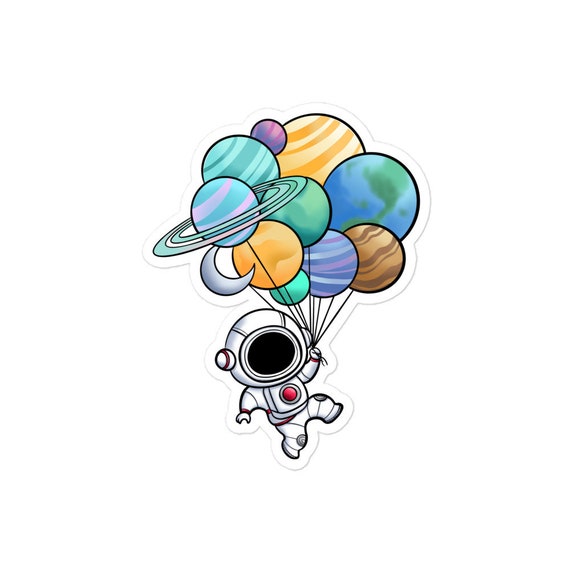 Astronaut Balloon Planets Sticker Astronaut Bubble-free Stickers
