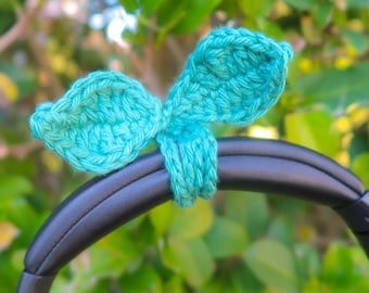 Crochet Leaf Sprout Headphone Accessory, Bookmark, Cable Organization Tie