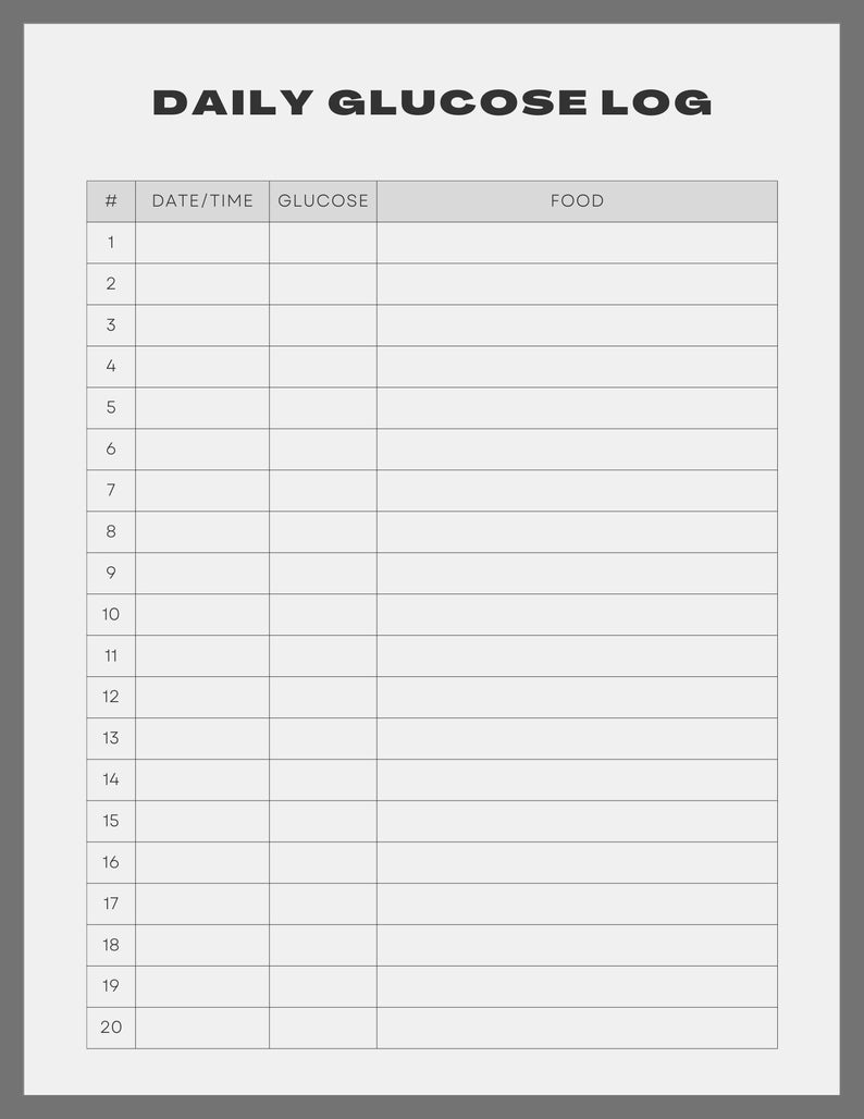 Daily Glucose Log Printable Log Diabetes Sugar Log Diabetic Log Etsy Daily Glucose Log Printable Log Diabetes Sugar Log Diabetic Log Etsy