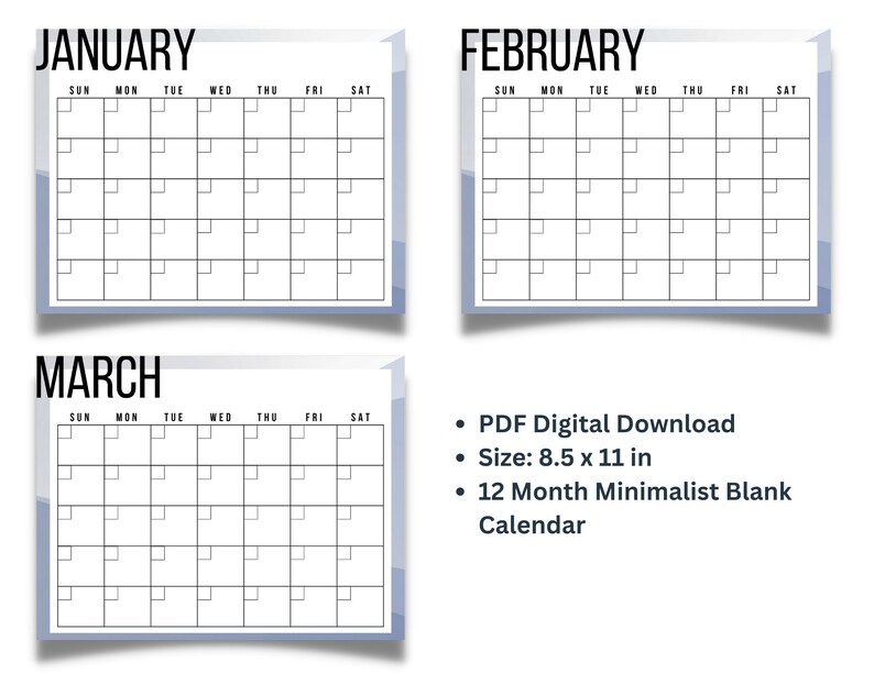 12-month-blank-calendar-minimalist-blank-calendar-digital-download