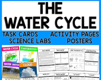 Unidad de Ciencias del Ciclo del Agua / Pasajes de lectura científica, tarjetas de tareas y carteles / Hojas de trabajo de educación en el hogar imprimibles