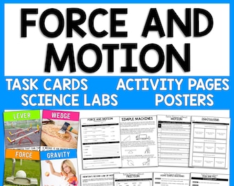 Force and Motion Science Unit | Science Reading Passages, Task Cards, and Posters | Homeschool Worksheets Printables