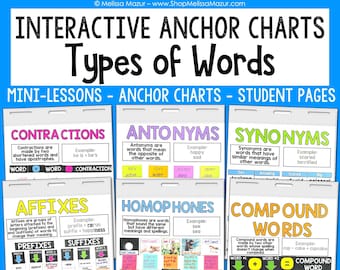 Types of Words Anchor Charts - Interactive Anchor Charts [DIGITAL DOWNLOAD]