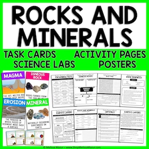 Rocks and Minerals Science Unit | Wissenschaft Lesepassagen, Aufgabenkarten und Poster | Homeschool Arbeitsblätter zum Ausdrucken