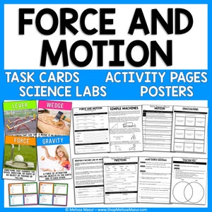Unité des sciences de la force et du mouvement | Passages de lecture scientifique, cartes de tâches et affiches | Feuilles de travail pour l'école à la maison imprimables