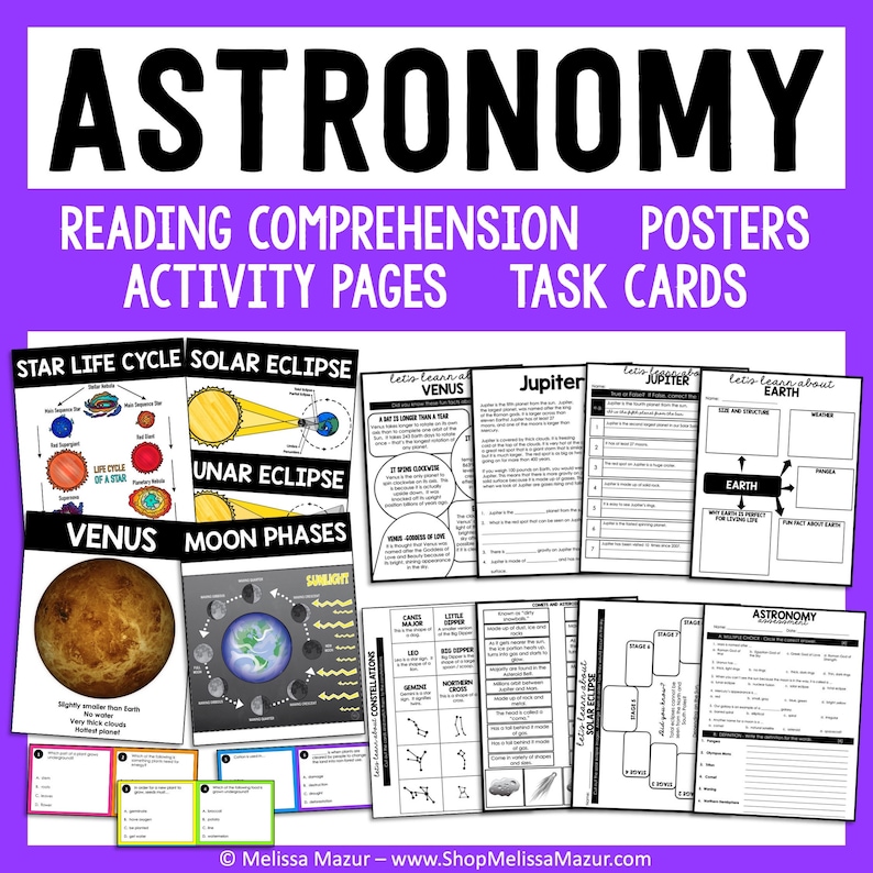 Astronomy Space Science Unit | Science Reading Passages, Task Cards ...